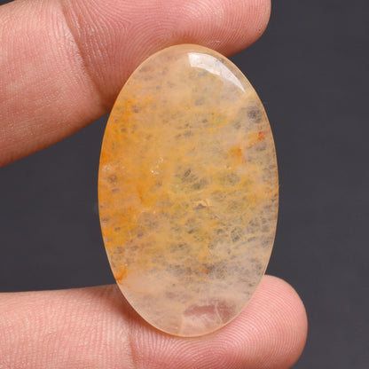 Orange Jade Cabochon - Oval-Round Shaped Smooth Loose Gemstone