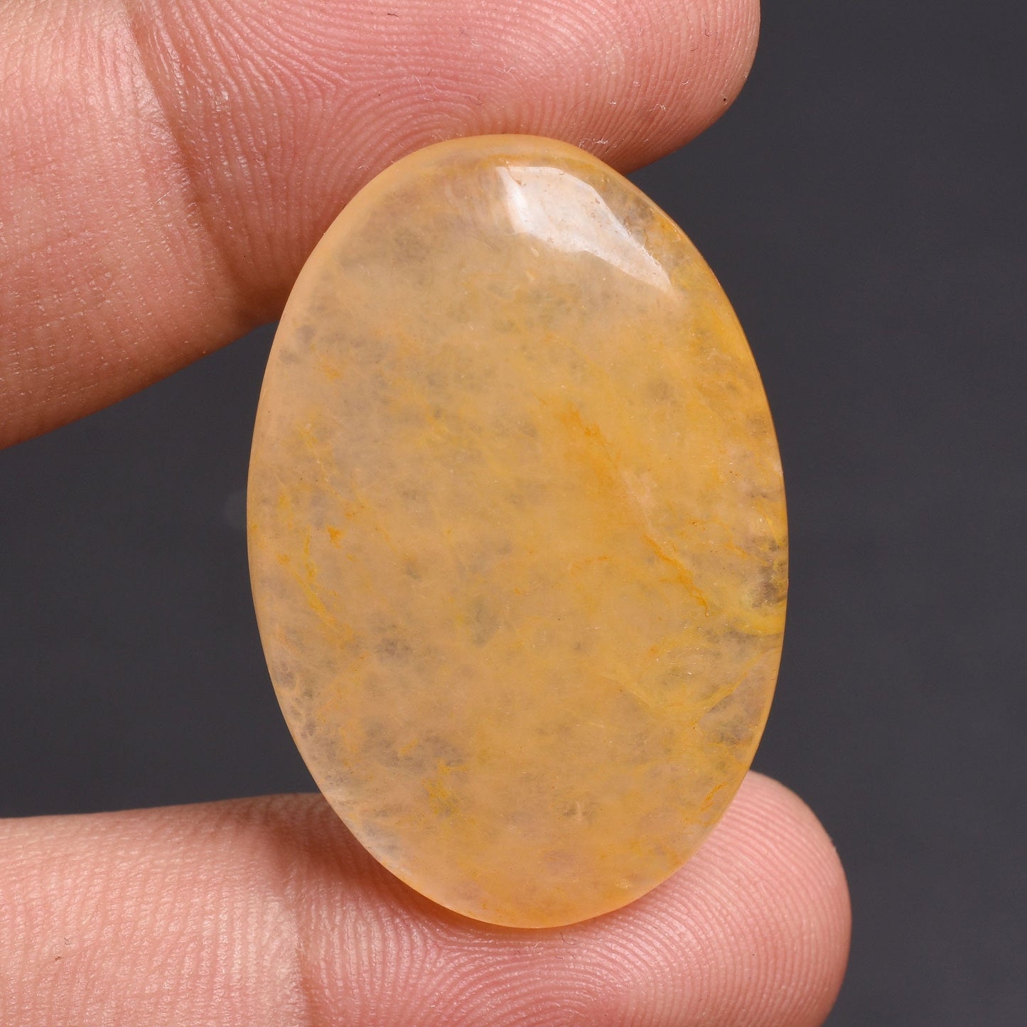 Orange Jade Cabochon - Oval-Round Shaped Smooth Loose Gemstone