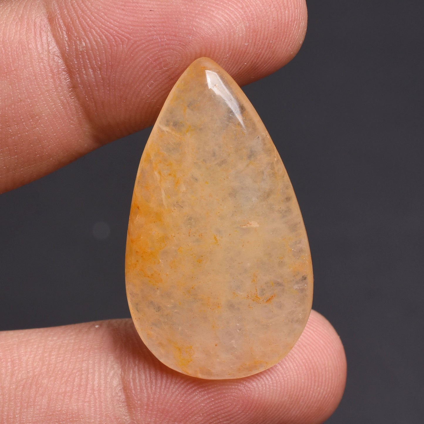 Orange Jade Cabochon - Oval-Round Shaped Smooth Loose Gemstone