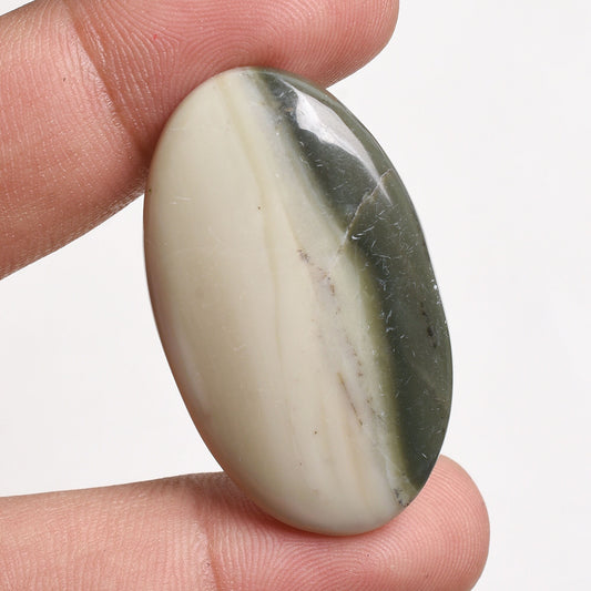 Green Agate Cabochon - Banded Pattern Loose Gemstone