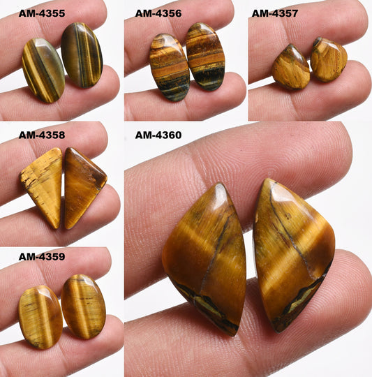 Natural Tiger Eye Gemstone Pairs – Mixed Shapes for Earrings & Jewelry Making