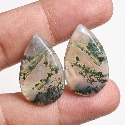 Moss Agate & Jasper Gemstone Pair - Multi Gemstone Earrings Matching Pairs