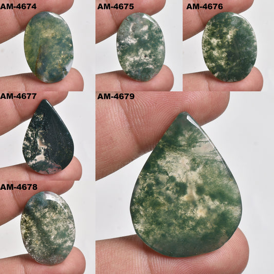Top Grade Moss Agate Cabochon - Moss Agate, Oval- Pear Shape Loose Stone