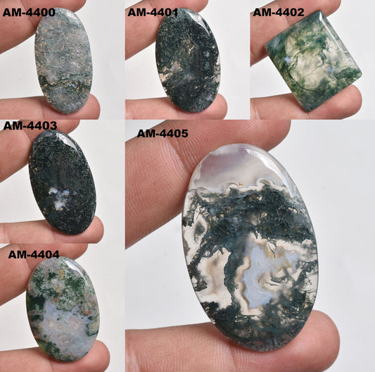 Natural Moss Agate Cabochon - Oval Shape Smooth Agate Crytsal Gems