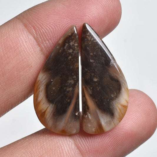 Natural Brown Agate Pair - Natural Indonesian Shaded Matching Designer Gemstone Pairs