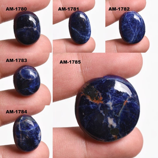 Natural Blue Sodalite Cabochon – Oval and Round Loose Gemstone for Jewelry
