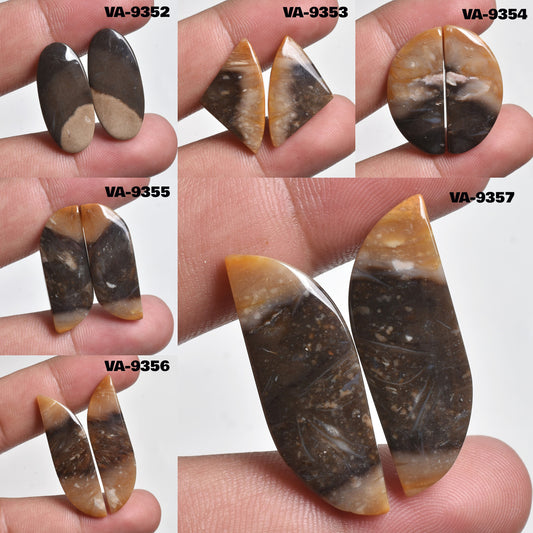 Wholesale Indonesian Palm Root Agate Pair - Natural Fossil loose Stone For Jewelry