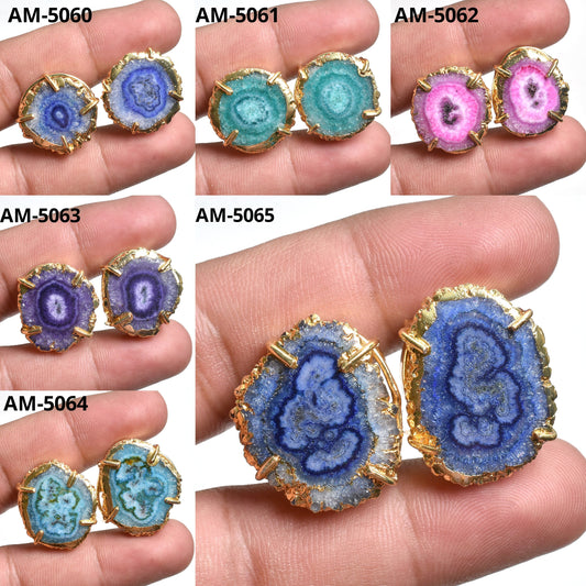 Charms Solar Quartz Round Stud Earrings - Unique Jewelry for Women For Gift Ideas