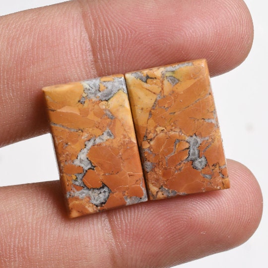 Elegant Maligano Jasper Pair Cabochon, Natural Matched Gemstone Pair