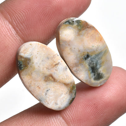 Ocean Jasper Earring Pair – Rare Matched Gemstone Cabochons for Jewelry
