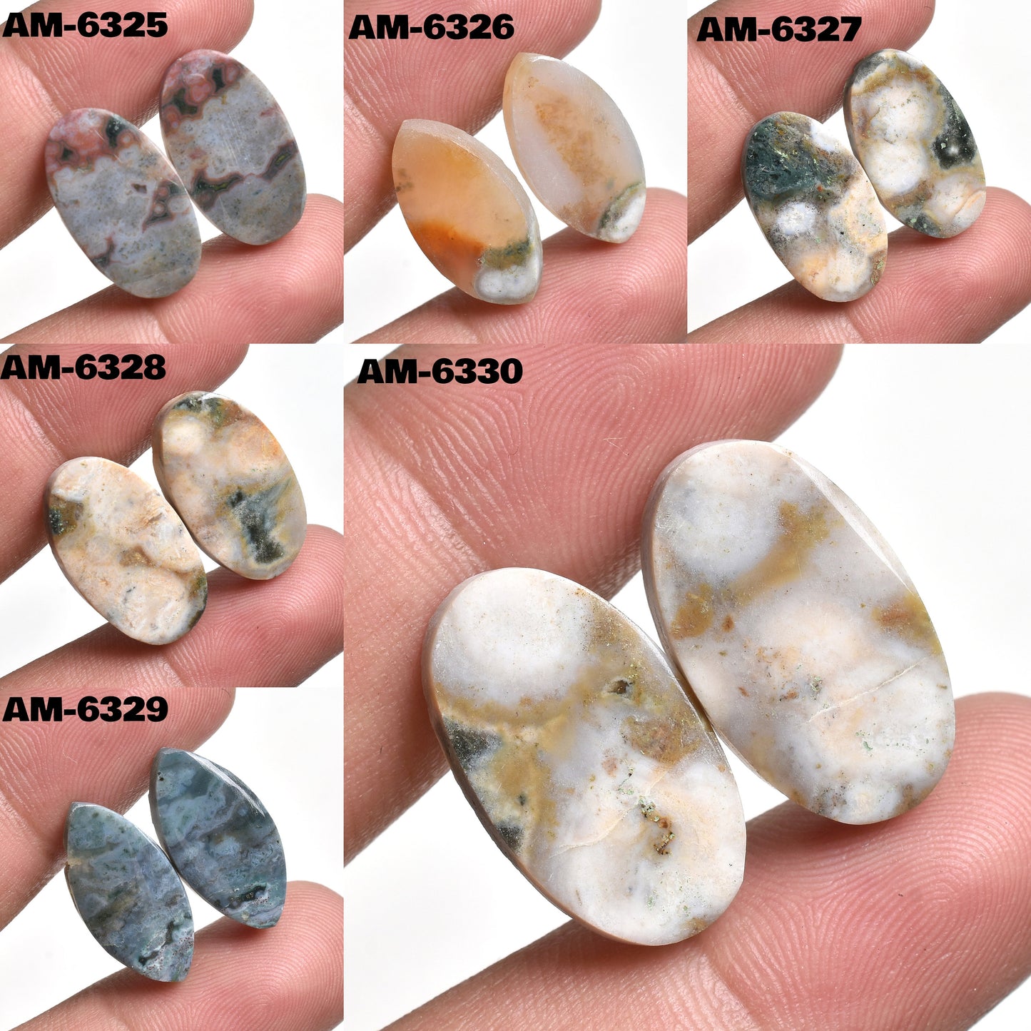 Ocean Jasper Earring Pair – Rare Matched Gemstone Cabochons for Jewelry