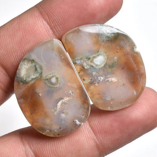 Natural Ocean Jasper Cabochon Pair - Wholesale Gemstone Pair