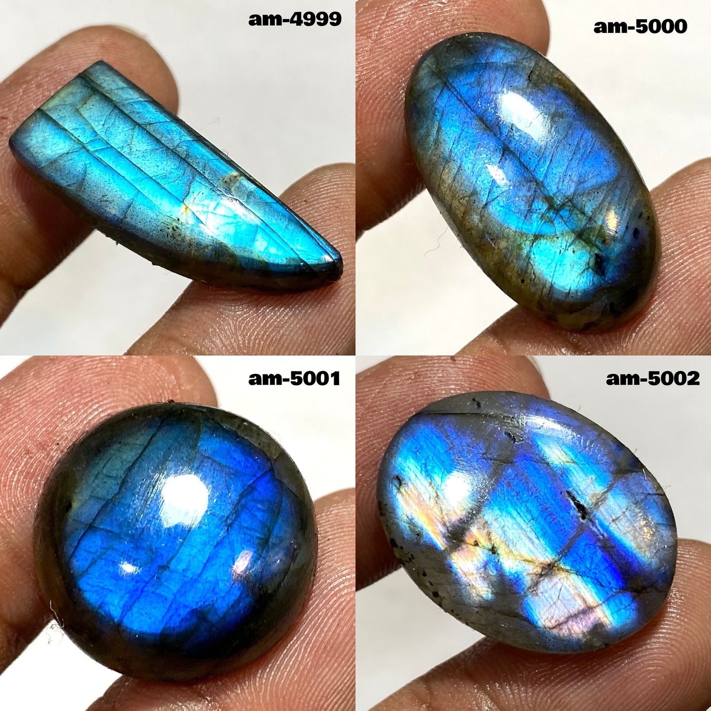Multi Flashy Labradorite Cabochon - 100% Natural Hand Polished Blue Fire Gemstone