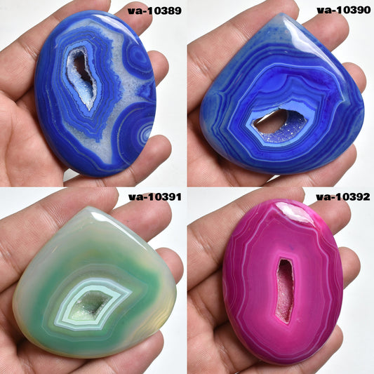 Blue, Pink, or Green Window Druzy Gemstone – Oval & Heart-Shaped Big Solar Quartz Crystals for Pendant Making