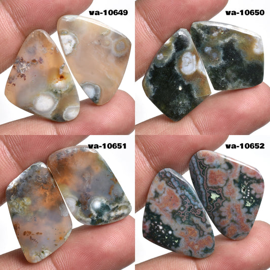 Ocean Jasper Cabochon Pair - Fancy Matching Gemstones for Earrings