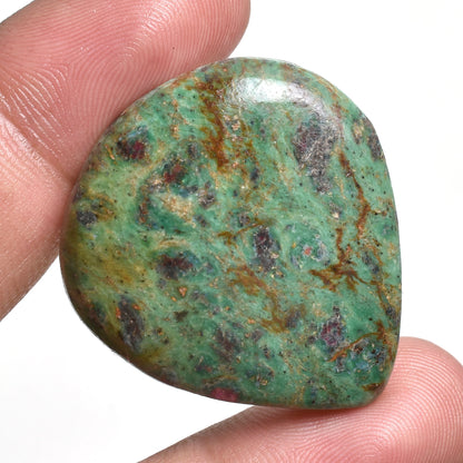 Natural Ruby Natural Ruby Fuchsite Cabochon - Smooth Heart Shape Loose Gemstones
