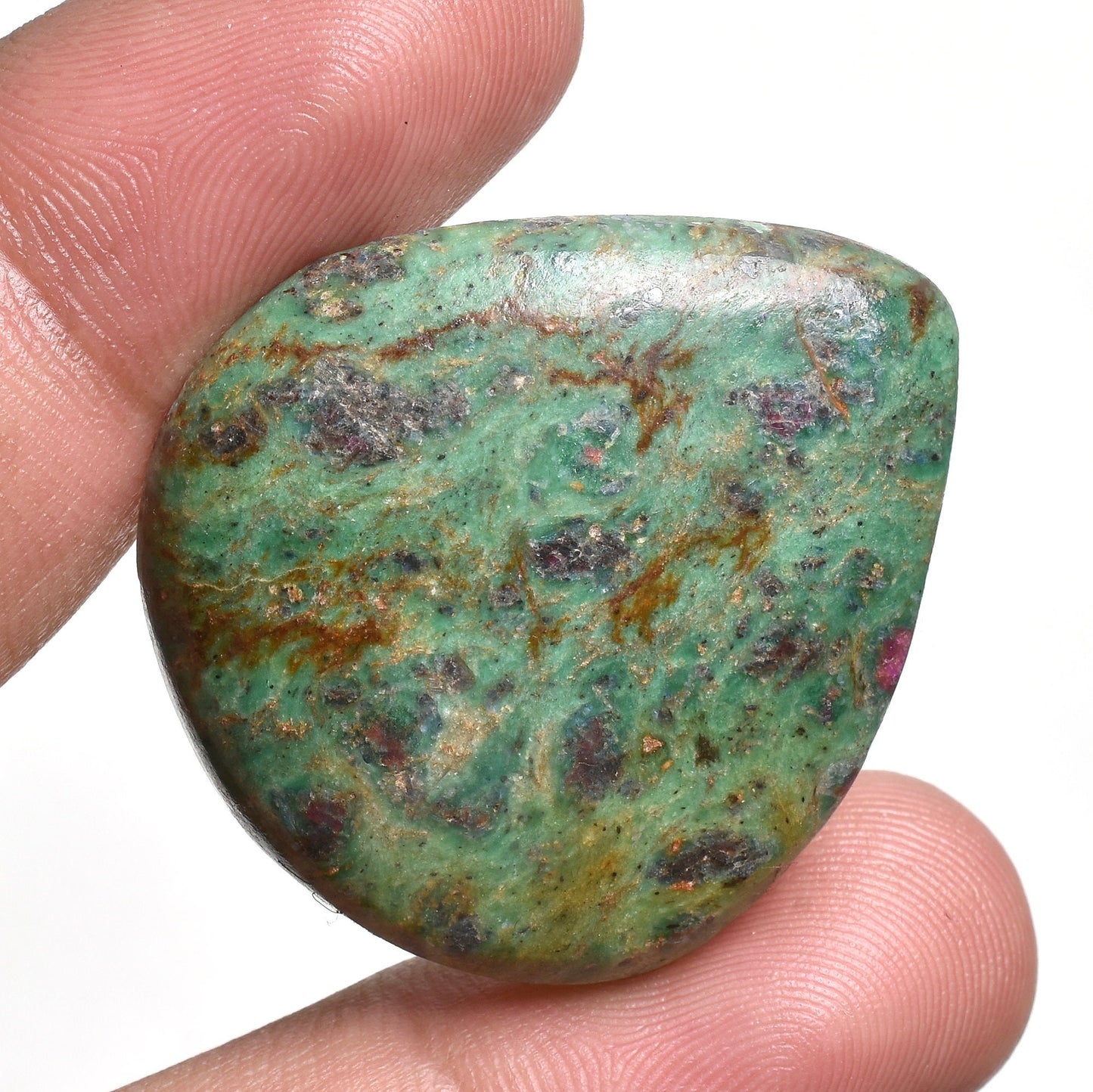 Natural Ruby Natural Ruby Fuchsite Cabochon - Smooth Heart Shape Loose Gemstones