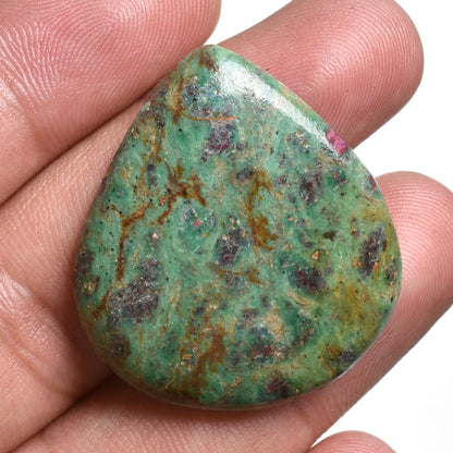 Natural Ruby Natural Ruby Fuchsite Cabochon - Smooth Heart Shape Loose Gemstones