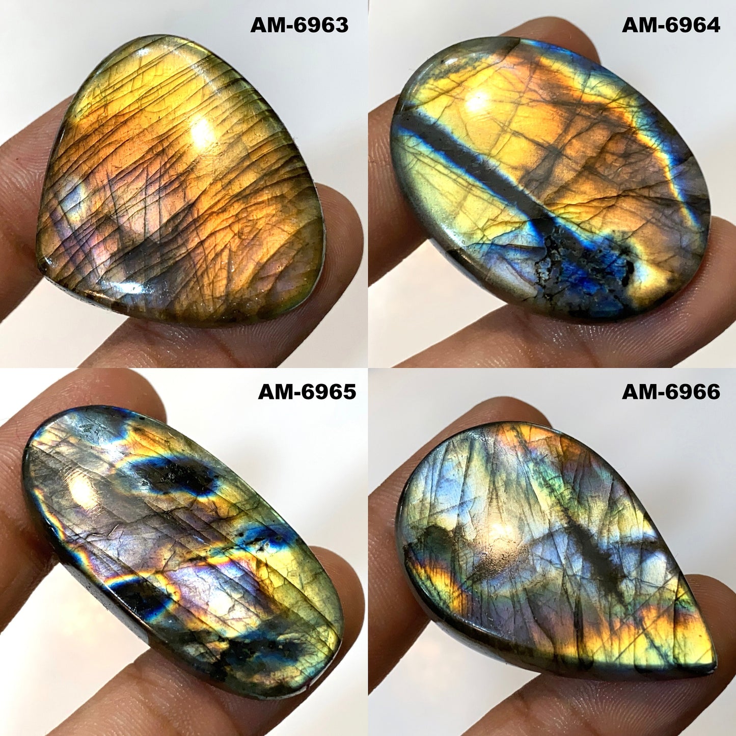 Multi Flashy Labradorite Cabochon - 100% Natural Hand Polished Blue Fire Gemstone