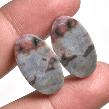 Ocean Jasper Earring Pair – Rare Matched Gemstone Cabochons for Jewelry