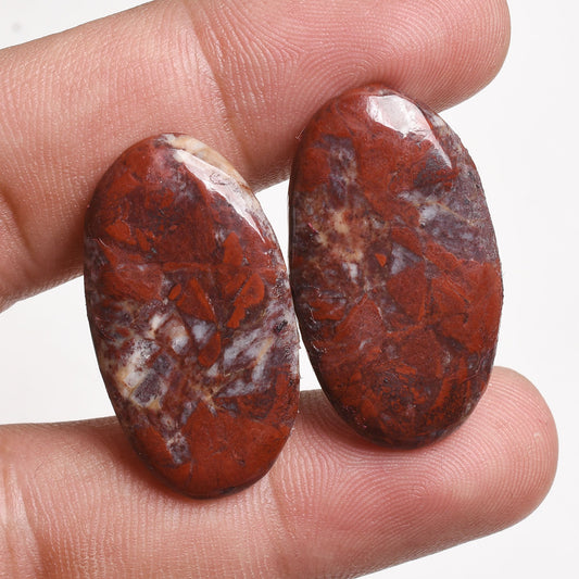 Mix Jasper Gemstone Matching Pair -  Multi Jasper Cabochons for Earrings