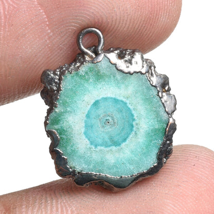 Solar Quartz Druzy Electroplated Pendant