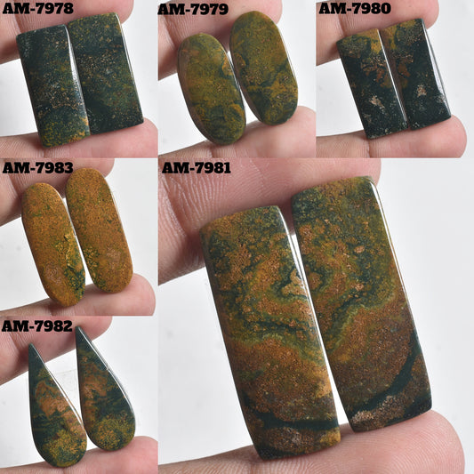 Rare Bloodstone Gemstone Pair - Green Bloodstone Crystals from Indonesia for Earrings
