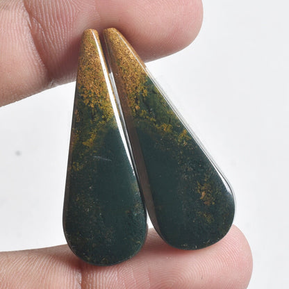 Top Quality Green Bloodstone Pair - Mix Shape Matching Slice Gemstone Pair for Earrings