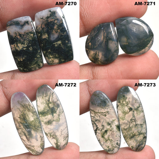 Moss Agate Earrings Pair - Green Moss Agate Loose Gemstone