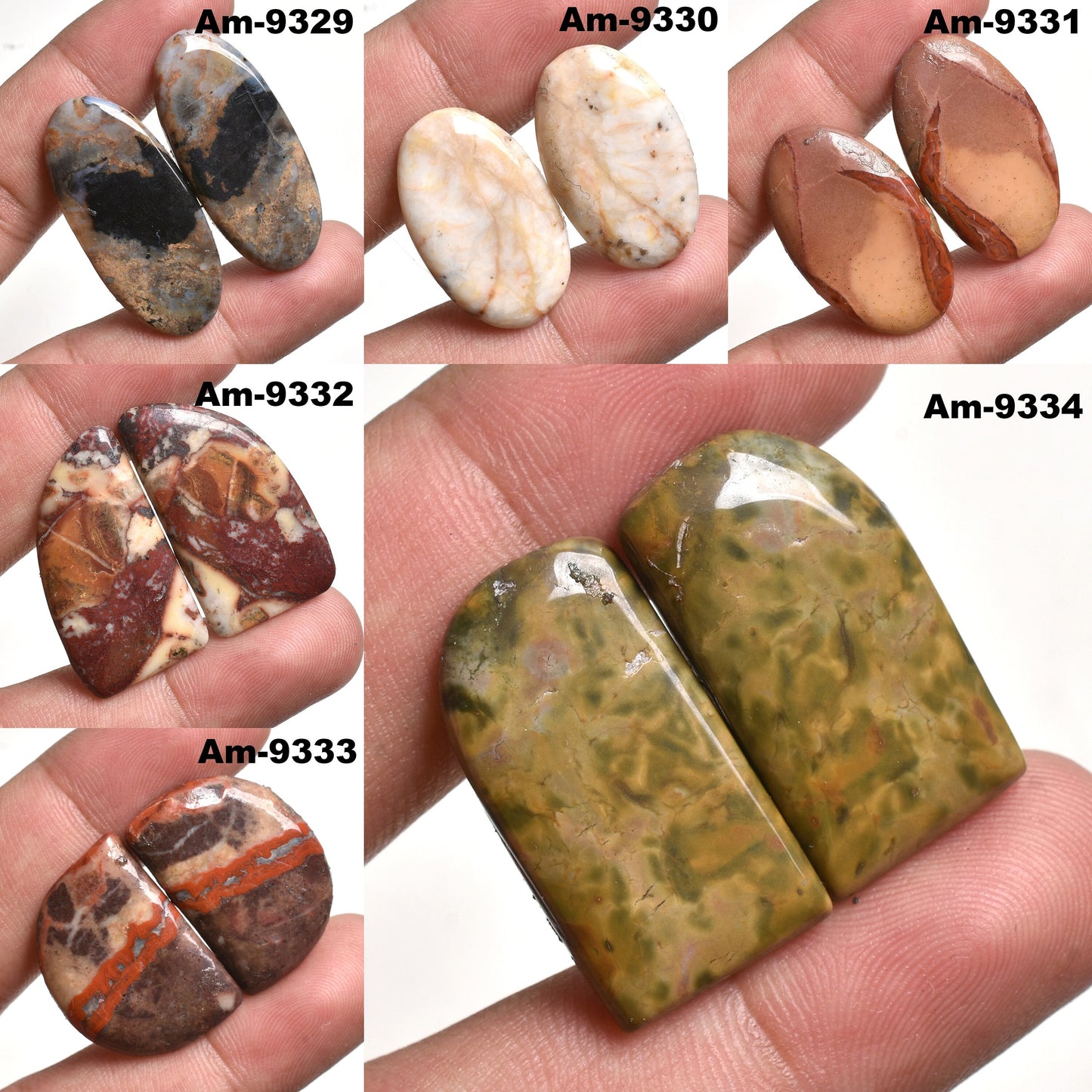 Jasper Gemstone Matching Earrings Pair - Cabochon Wholesale Pairs Stone for Women