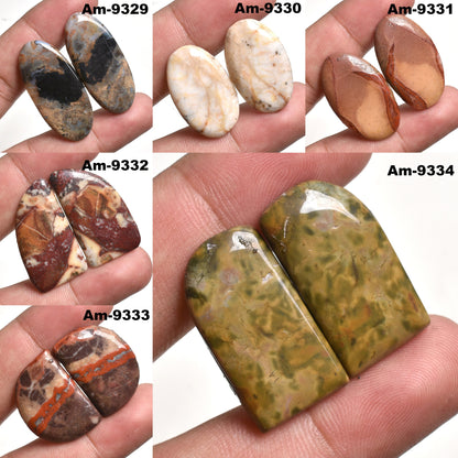 Jasper Gemstone Matching Earrings Pair - Cabochon Wholesale Pairs Stone for Women
