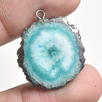 Solar Quartz Druzy Electroplated Pendant