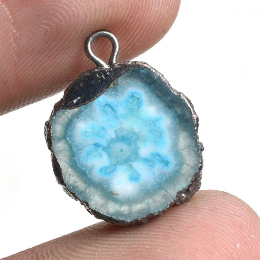 Solar Quartz Druzy Electroplated Pendant