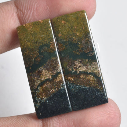Top Quality Green Bloodstone Pair - Mix Shape Matching Slice Gemstone Pair for Earrings