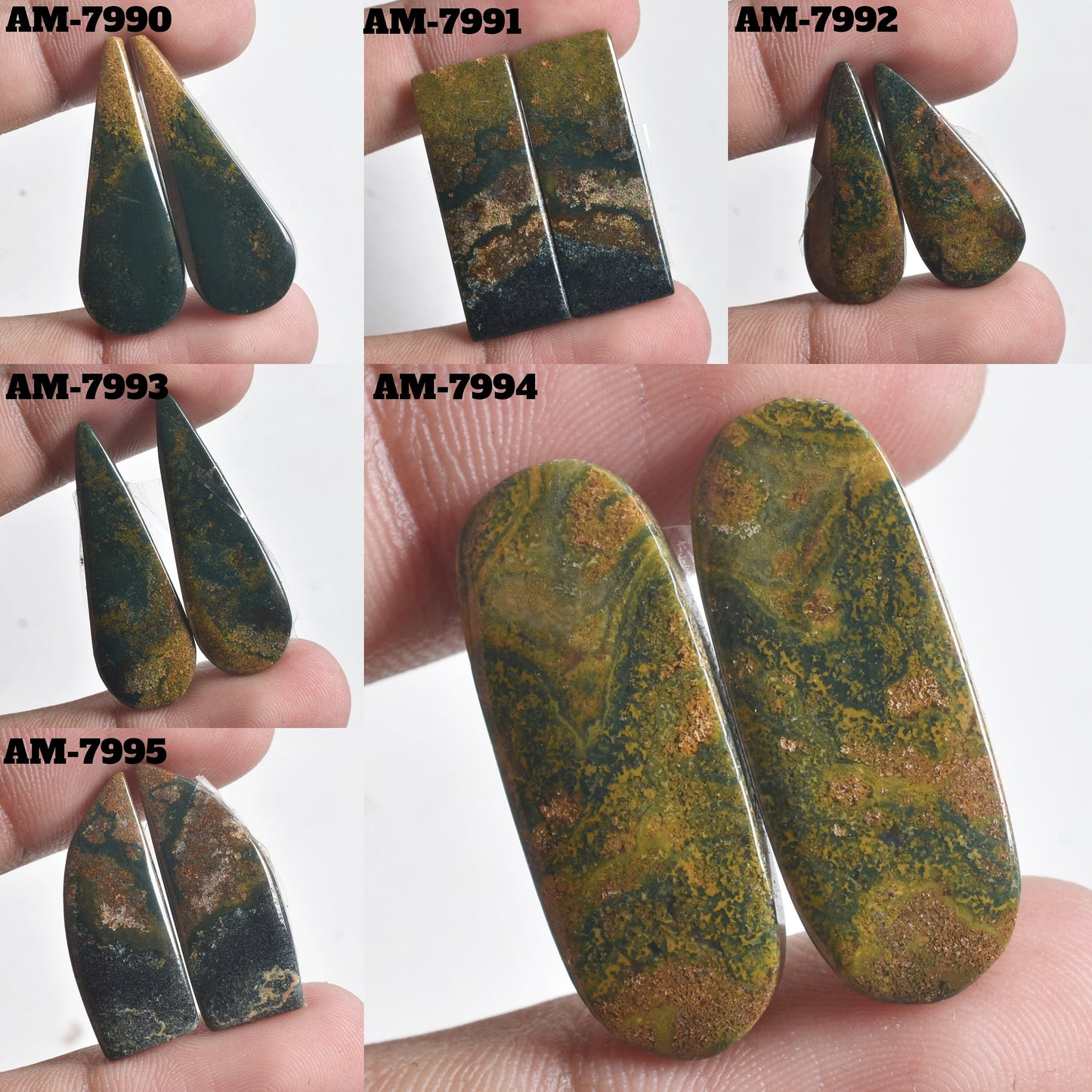 Top Quality Green Bloodstone Pair - Mix Shape Matching Slice Gemstone Pair for Earrings