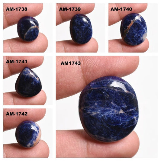 Oval Sodalite Gemstone –  Hand-Polished Smooth Sodalite Cabochon