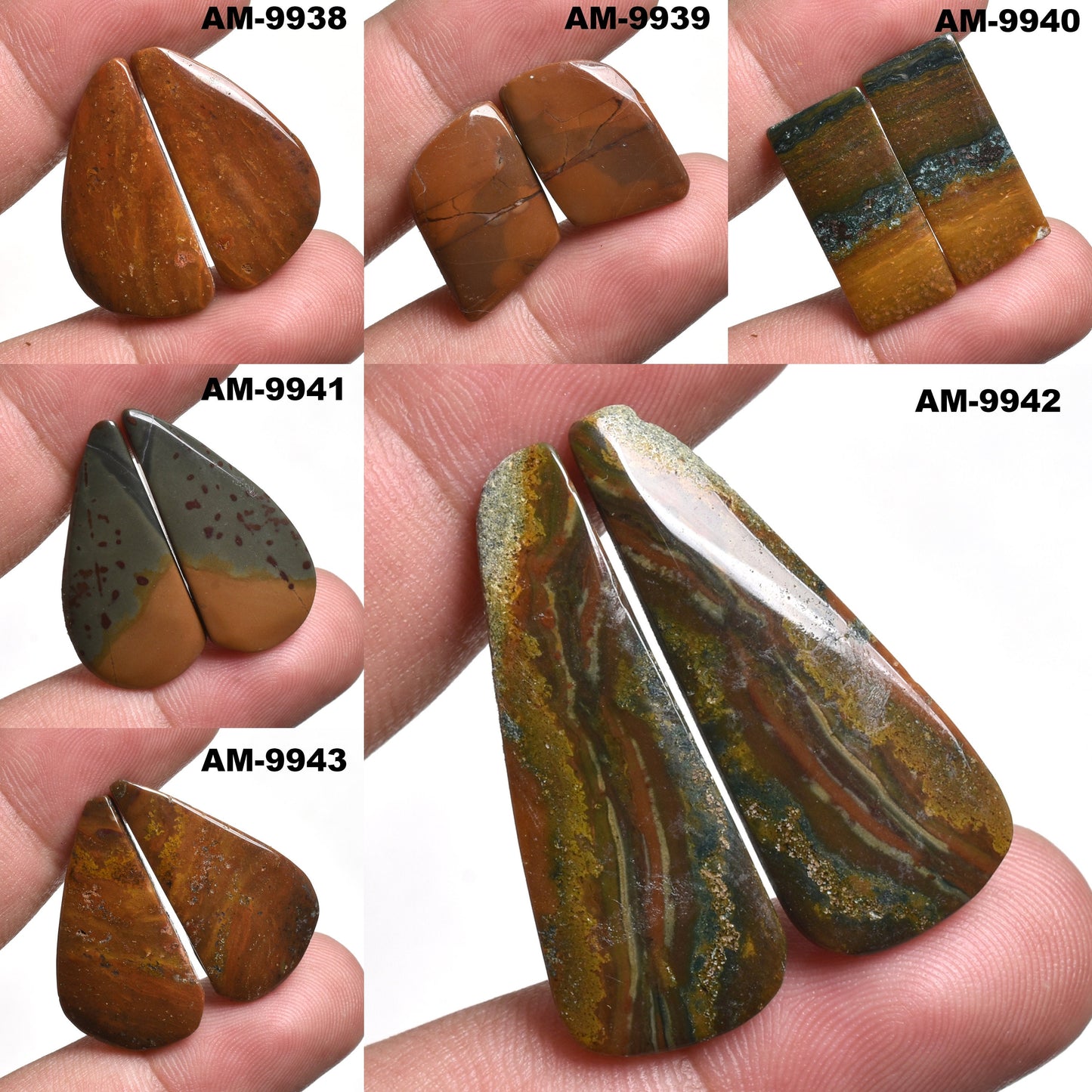 Natural Bloodstone Cabochon Pair - Mixed Shape Matching Stones for Earrings