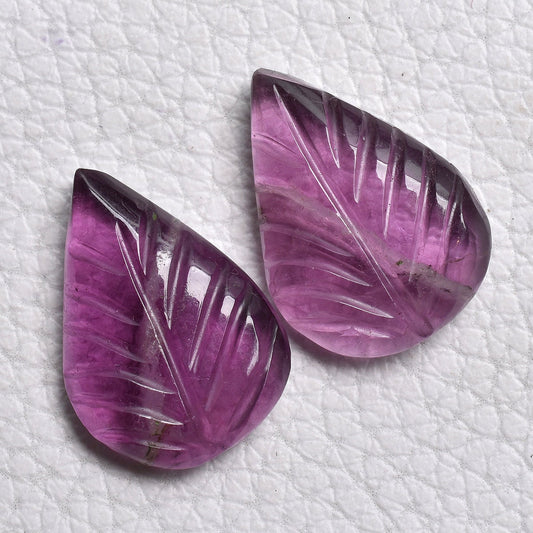 Hand Carved Fluorite Earring Pair - Multi-Color Flower Gemstone Carvings