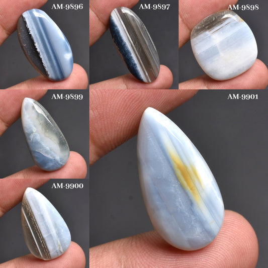 Natural Blue Opal Cabochons – Loose Gemstones for Pendants & Jewelry Making