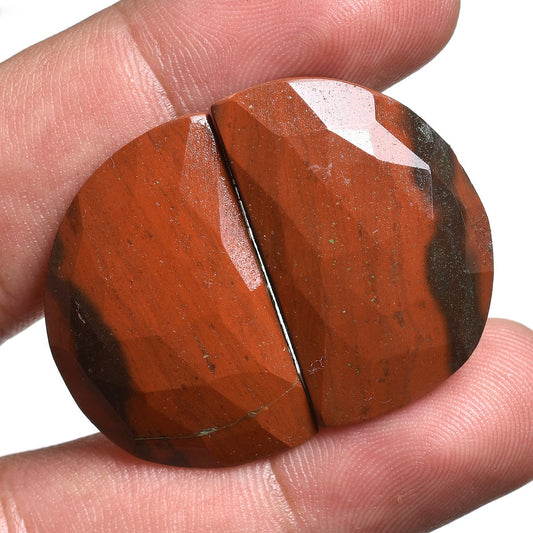 Natural Red Jasper Matched Pair - Faceted Jasper Earrings Stones for Custom Jewelry