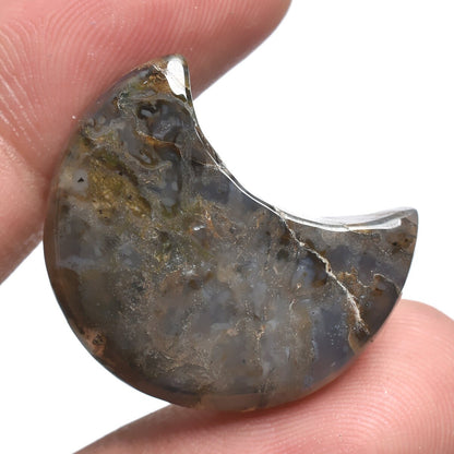 Moss Agate Hand Carved Crystal Moon - Gemstone Crescent Moon, Healing Crystal Gift
