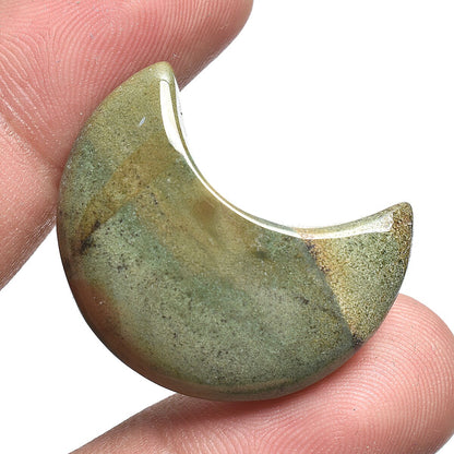 Moss Agate Hand Carved Crystal Moon - Gemstone Crescent Moon, Healing Crystal Gift