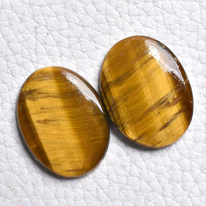 High-Quality Tiger Eye Gemstone Pair - Oval & Fancy Shaped Smooth Cabochons