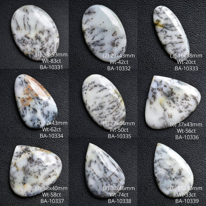 100% Natural White Black Dendrite Opal Cabochon - Loose Opal Gemstone Mix Shape
