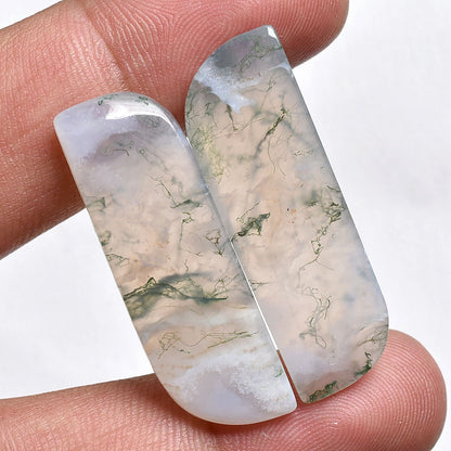 Moss Agate Pair Gemstone for Earrings Set - Wholesale Gemstone Crystal