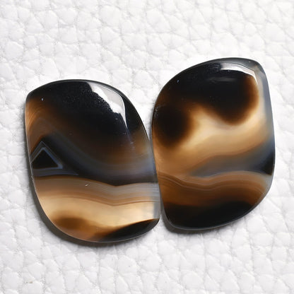 Natural Black Banded Agate Matching Pair - Perfect Gemstones for Earrings
