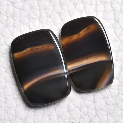 Natural Black Banded Agate Matching Pair - Perfect Gemstones for Earrings