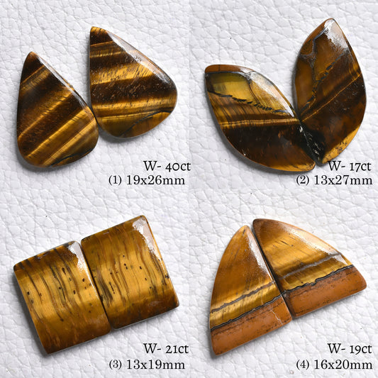 Wholesale Tiger Eye Gemstone Pair – Mixed Shape Natural Cabochons