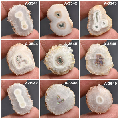 White Solar Quartz Slice Gemstone - Natural Druzy Cabochon at Wholesale Price