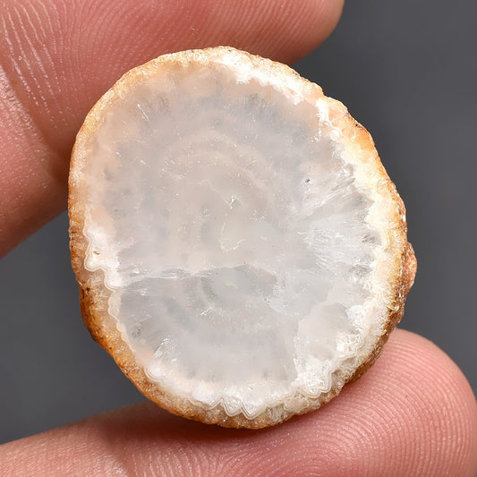 Fancy Solar Quartz Cabochon - White Stalactite Slice Gemstone at Wholesale Price